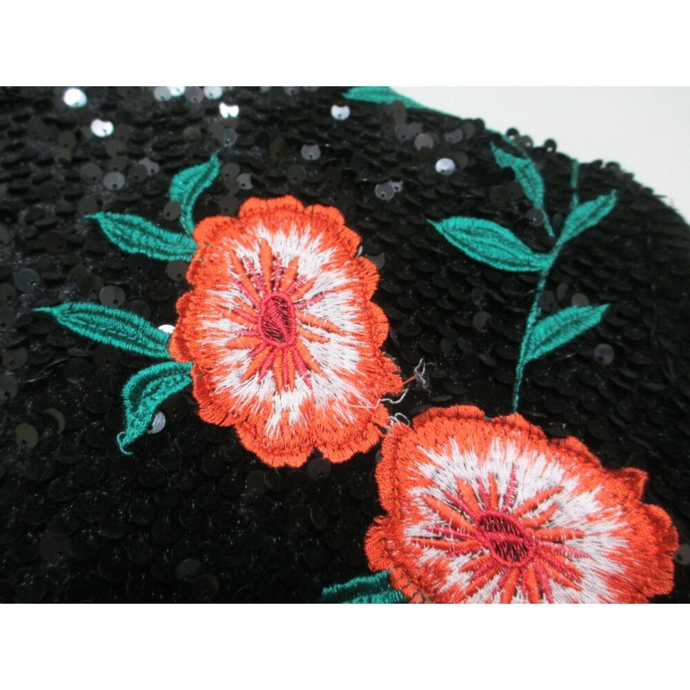 NWT Gianni Bini Womens Cardigan Jacket Black Sequin Floral Zip Size XS - Picture 8 of 9